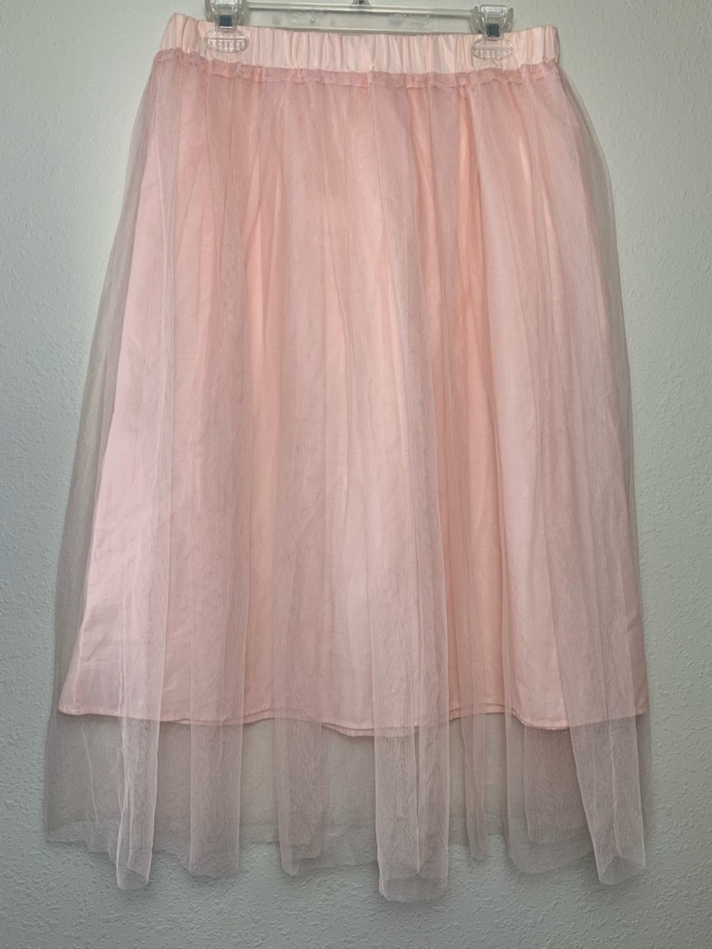 Persun Women’s Soft Pink Tulle Midi Skirt XL Fairy Girlhoodcore Feminine